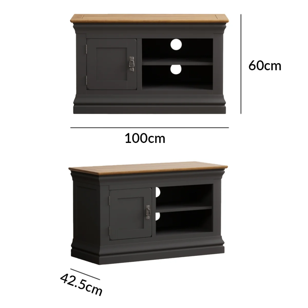 Charwood Oak and Charcoal Painted Small TV Unit – image 9