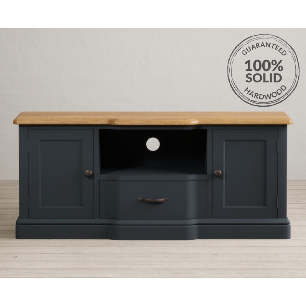 Delphine Oak and Blue Painted Large TV Cabinet – image 2