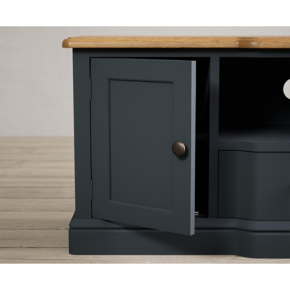 Delphine Oak and Blue Painted Large TV Cabinet – image 5