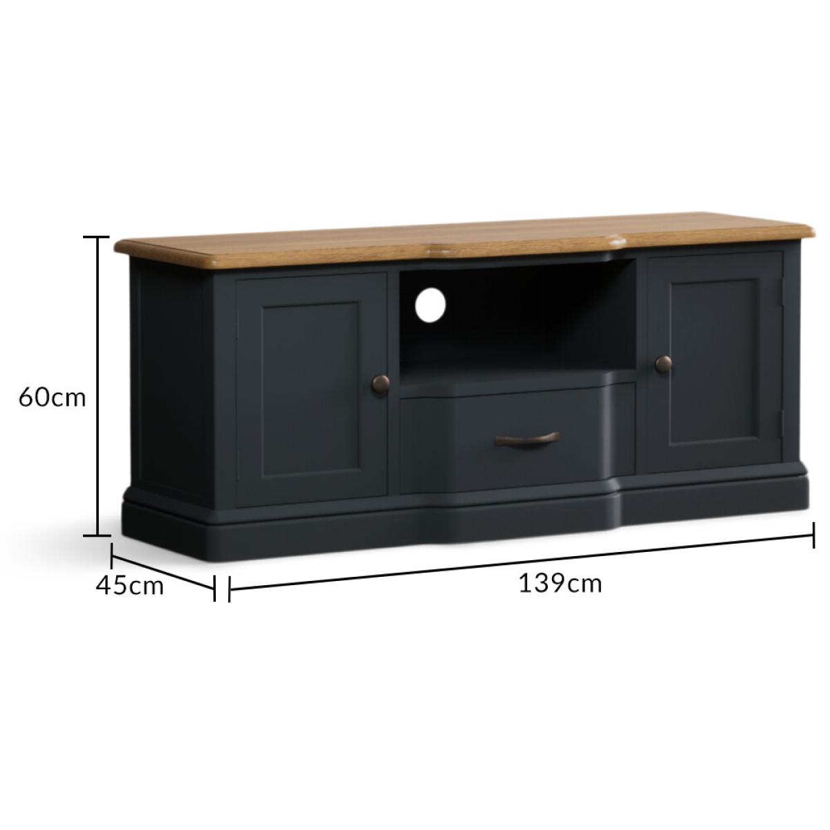 Delphine Oak and Blue Painted Large TV Cabinet – image 8