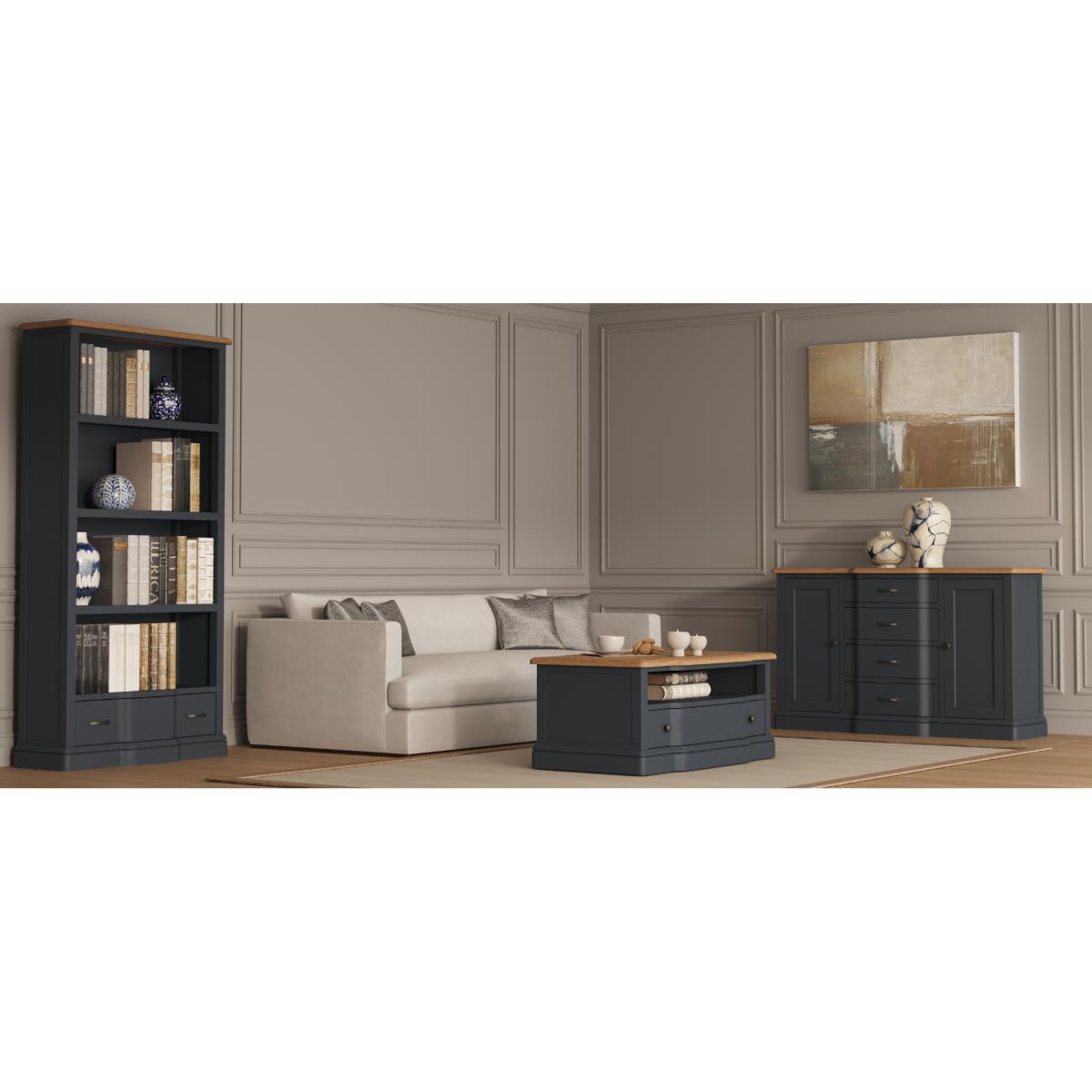 Delphine Oak and Blue Painted Large TV Cabinet – image 9