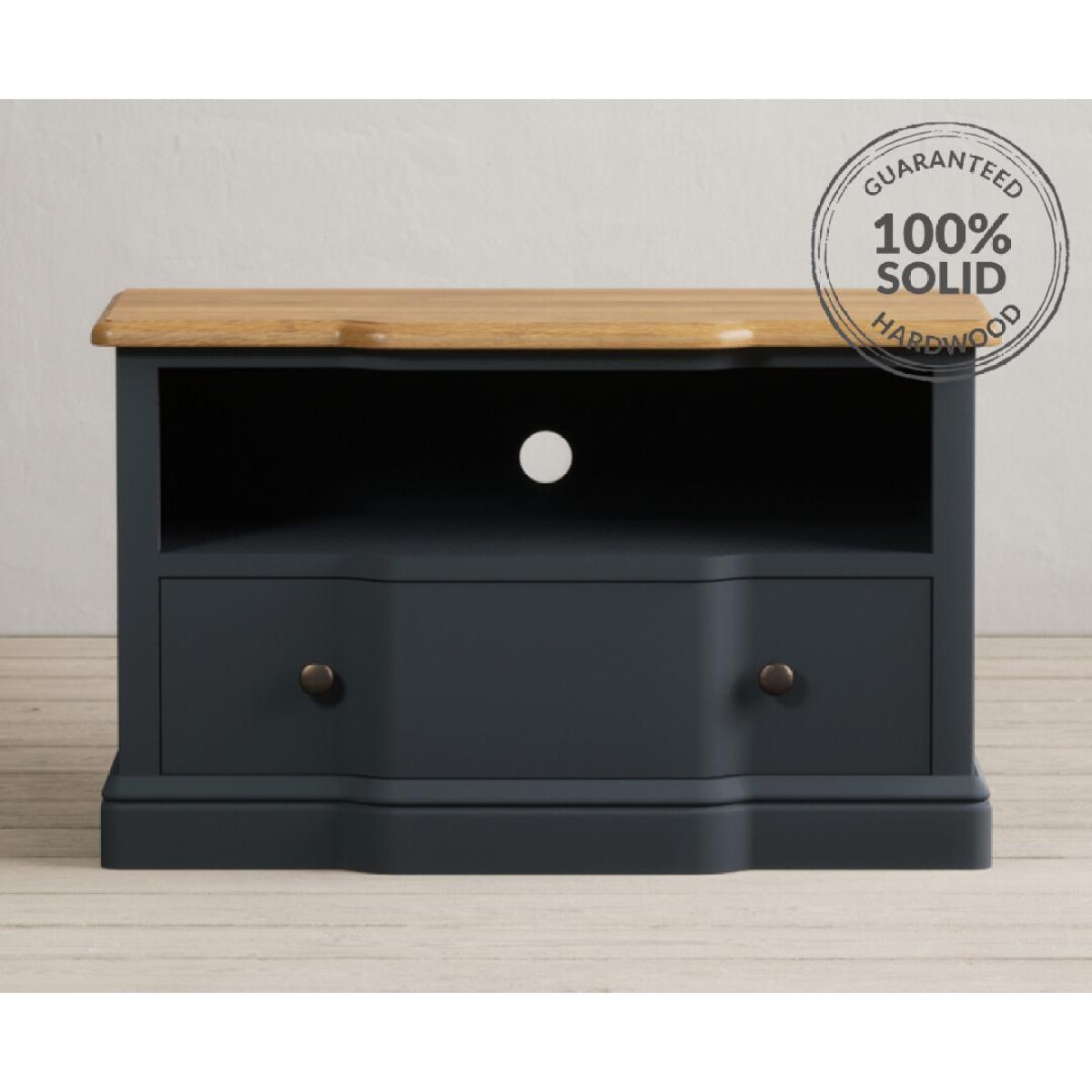 Delphine Oak and Blue Painted Small TV Cabinet – image 2