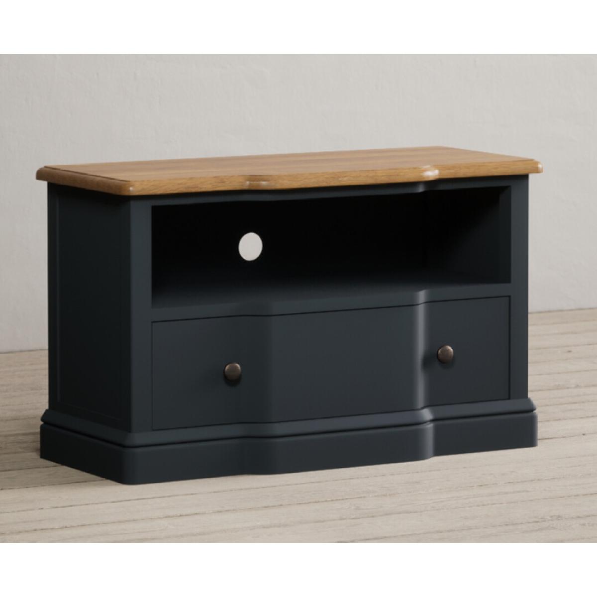 Delphine Oak and Blue Painted Small TV Cabinet – image 3