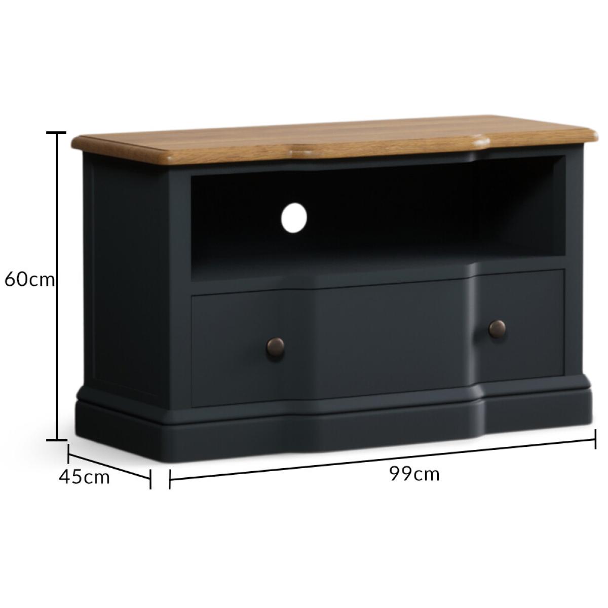 Delphine Oak and Blue Painted Small TV Cabinet – image 7