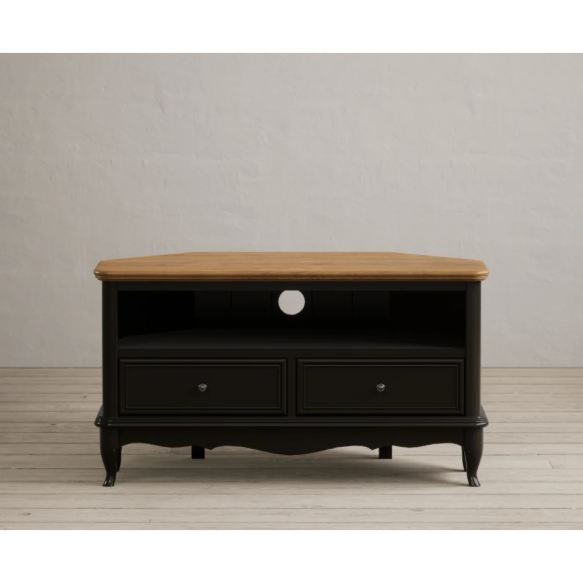 Chateau Noir Oak and Black Painted Corner TV Cabinet – image 5