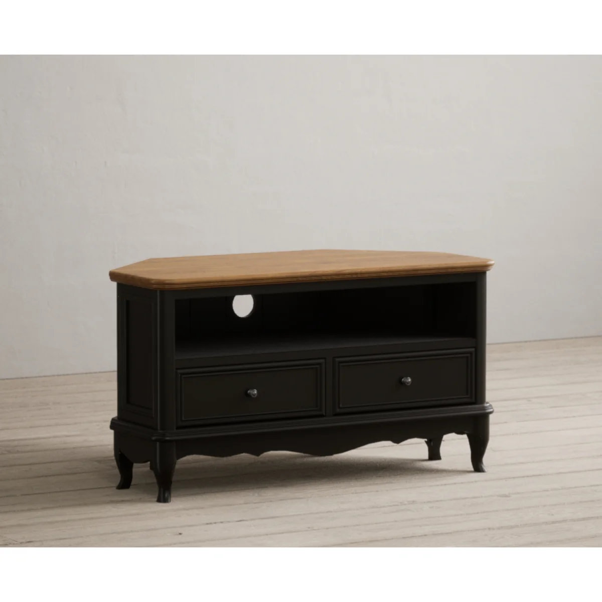 Chateau Noir Oak and Black Painted Corner TV Cabinet – image 6