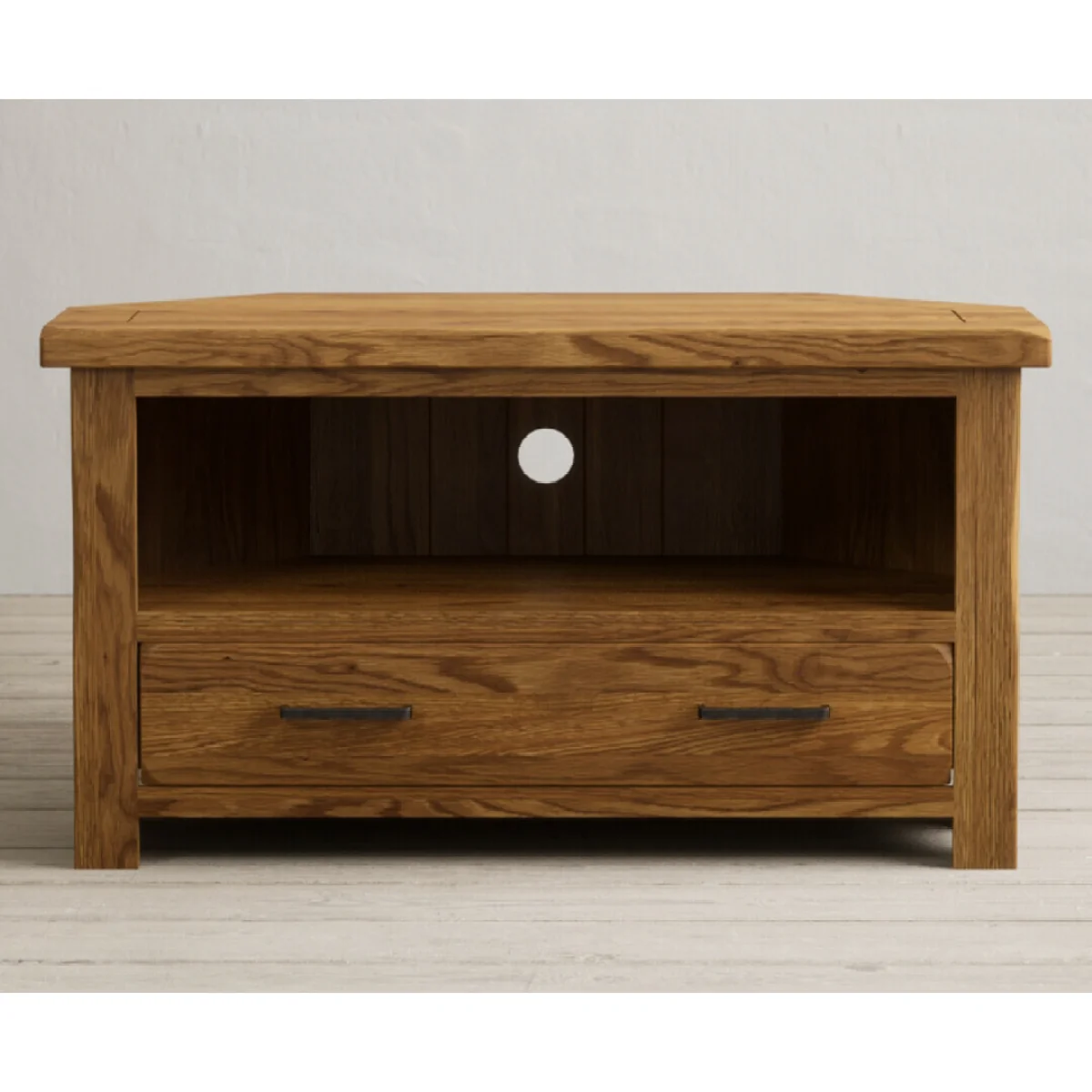Harrogate Rustic Solid Oak Corner TV Cabinet – image 4
