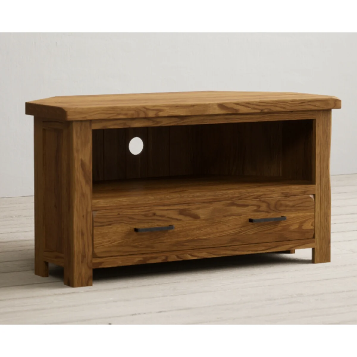 Harrogate Rustic Solid Oak Corner TV Cabinet – image 5