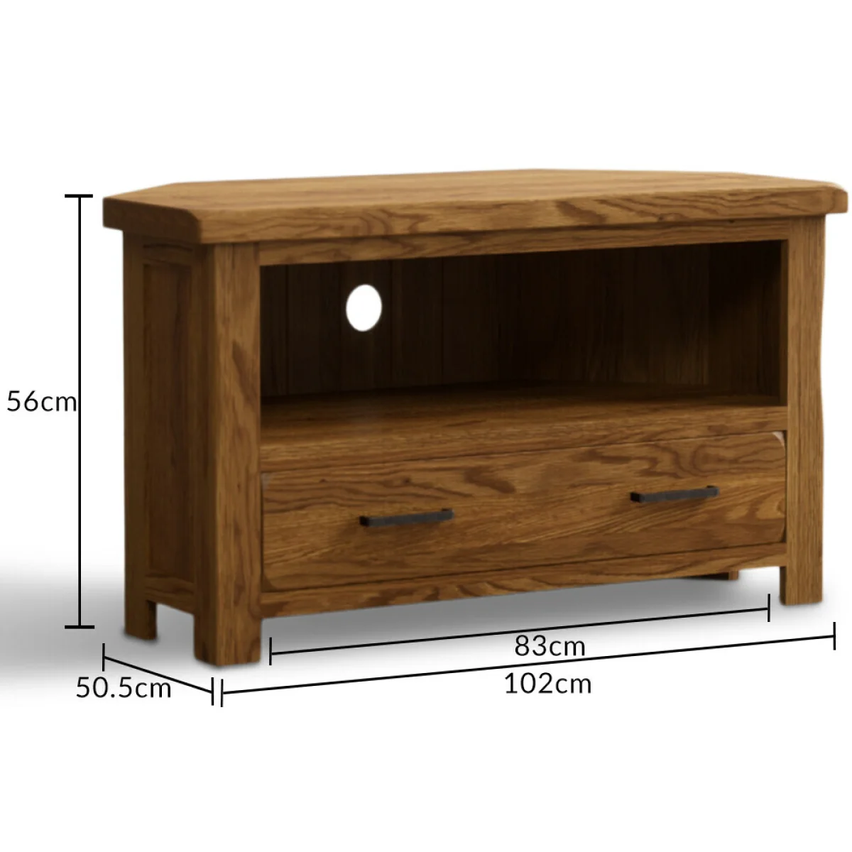 Harrogate Rustic Solid Oak Corner TV Cabinet – image 8