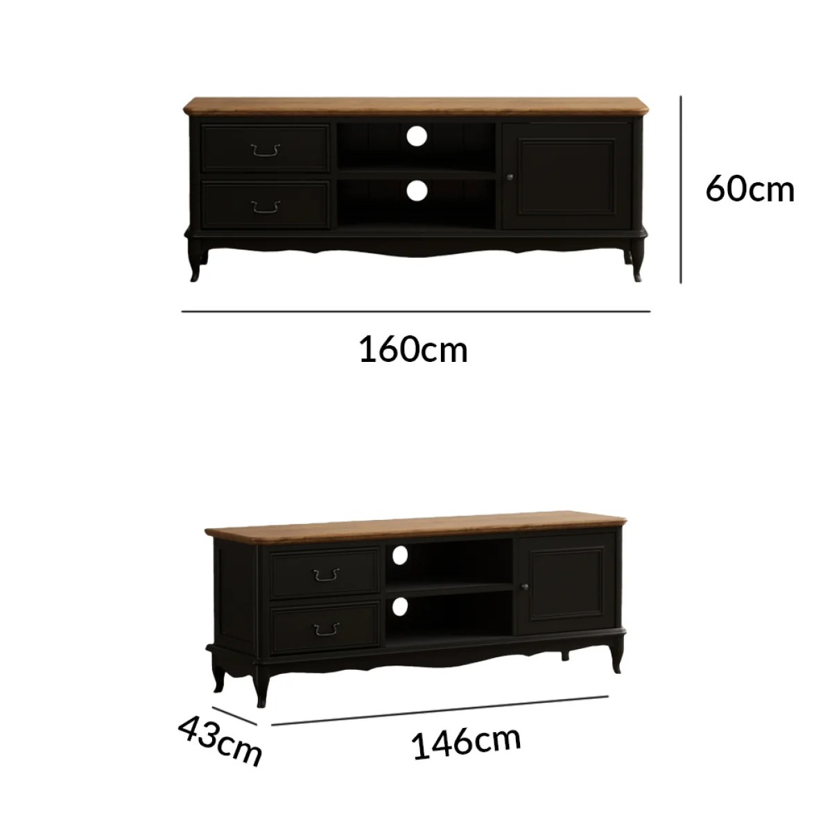Chateau Noir Oak and Black Painted Super Wide TV Cabinet – image 14