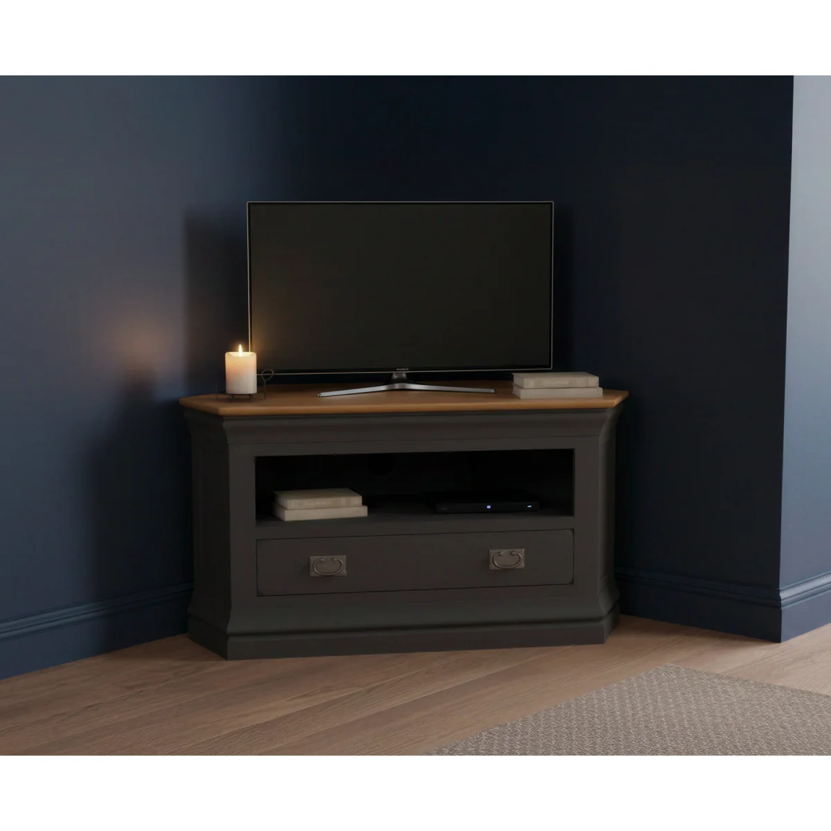 Charwood Oak and Charcoal Painted Corner TV Unit – image 2