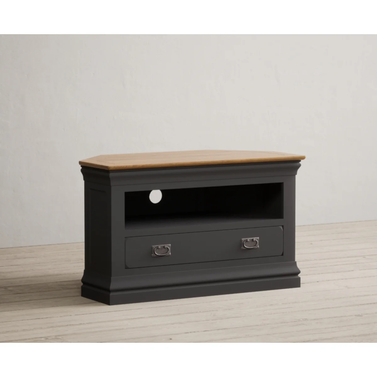 Charwood Oak and Charcoal Painted Corner TV Unit – image 3