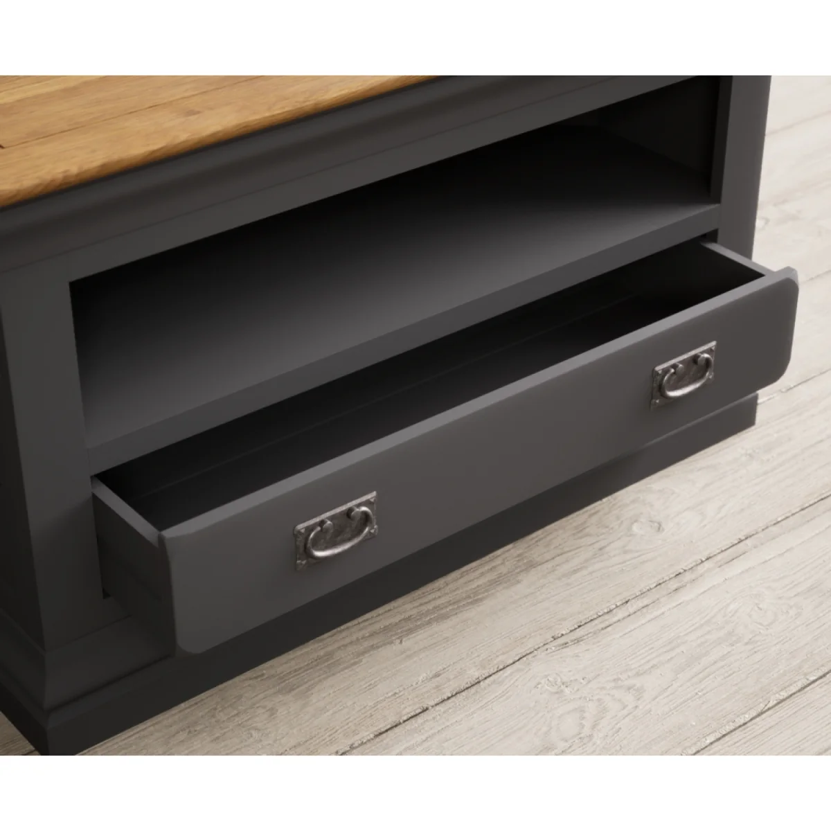 Charwood Oak and Charcoal Painted Corner TV Unit – image 4