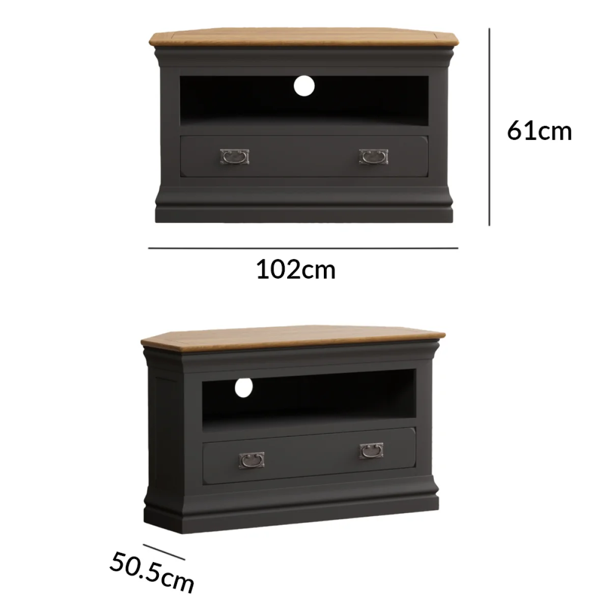 Charwood Oak and Charcoal Painted Corner TV Unit – image 6