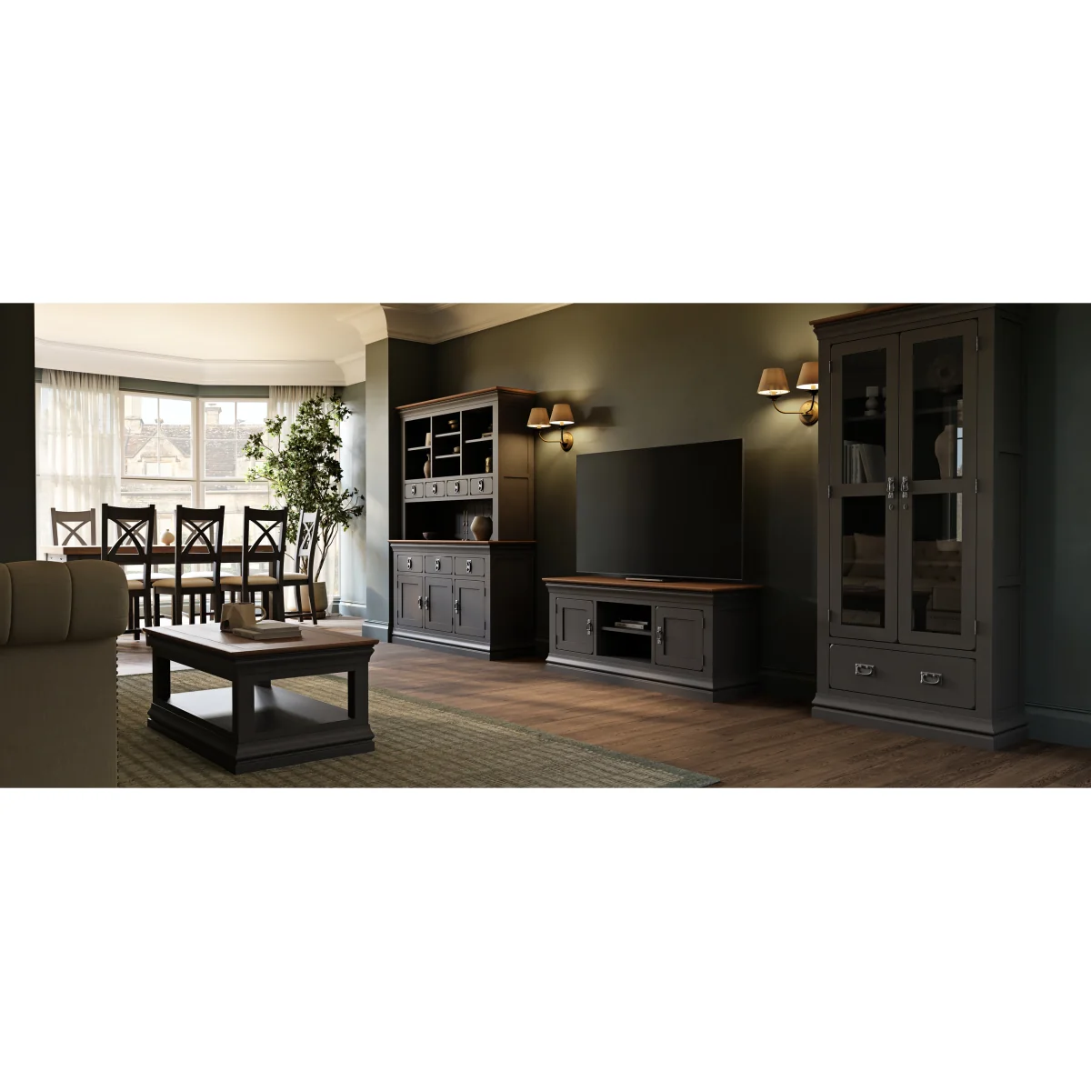 Charwood Oak and Charcoal Painted Corner TV Unit – image 8