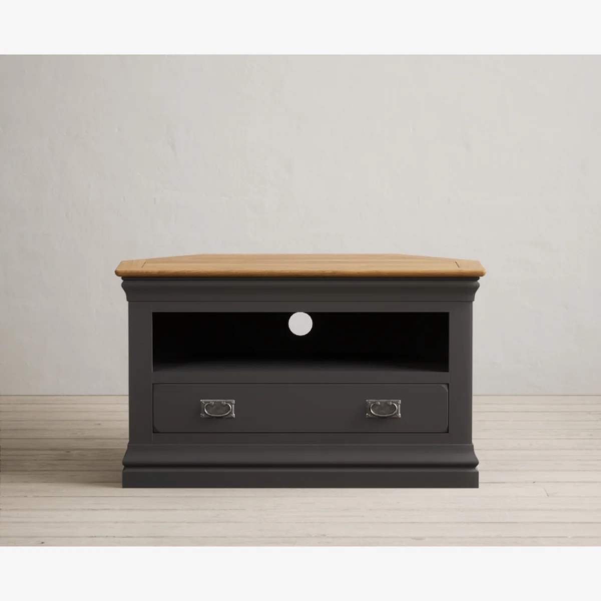 Charwood Oak and Charcoal Painted Corner TV Unit – image 1