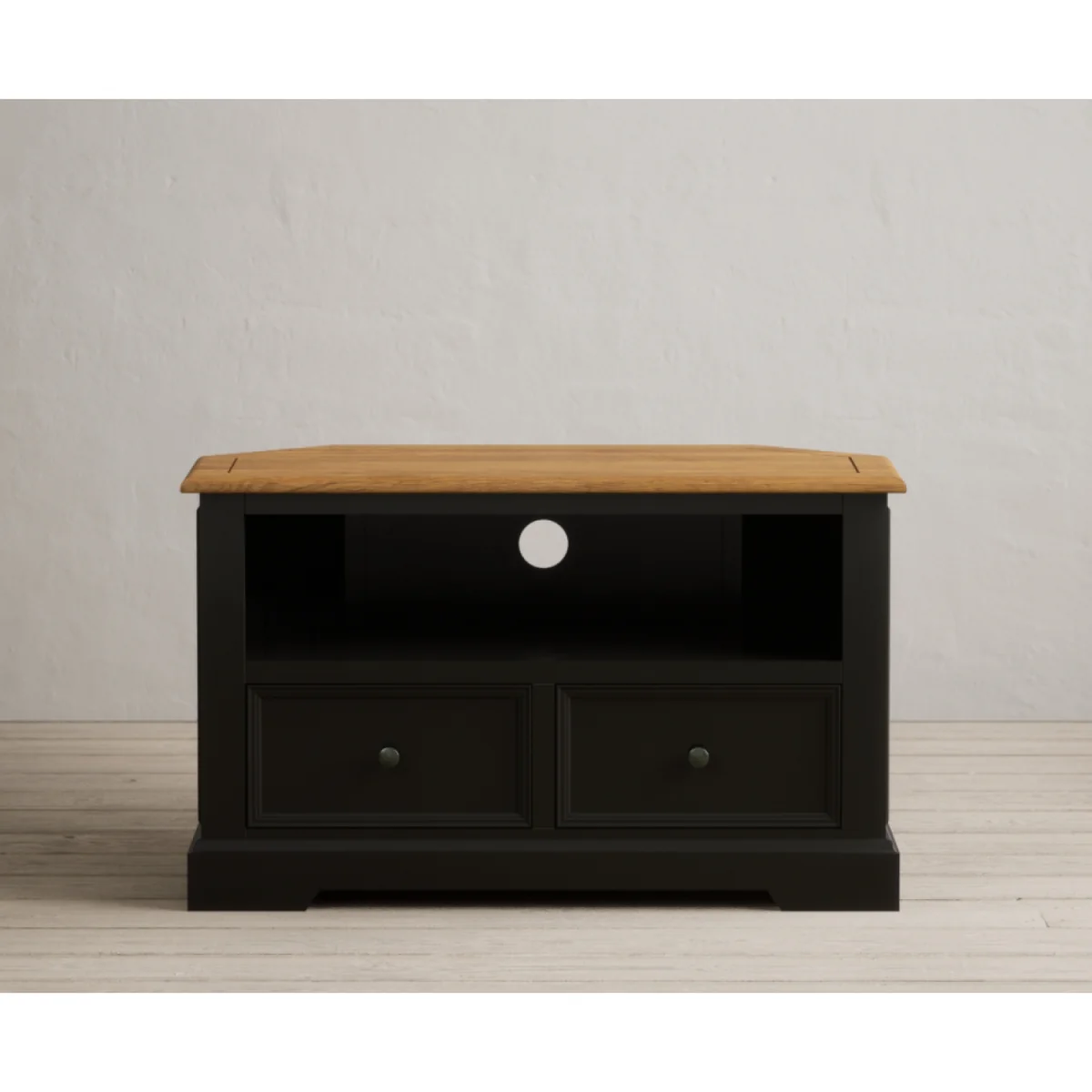 Charlton Oak and Black Painted Corner TV Cabinet – image 4