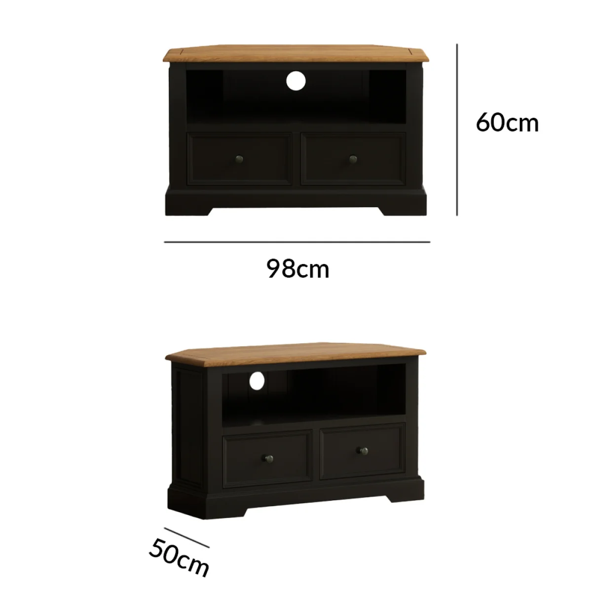 Charlton Oak and Black Painted Corner TV Cabinet – image 8