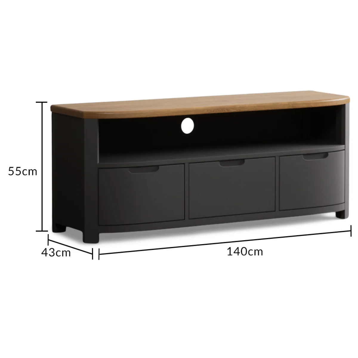 Bradwell Oak and Charcoal Painted Large TV Unit – image 11