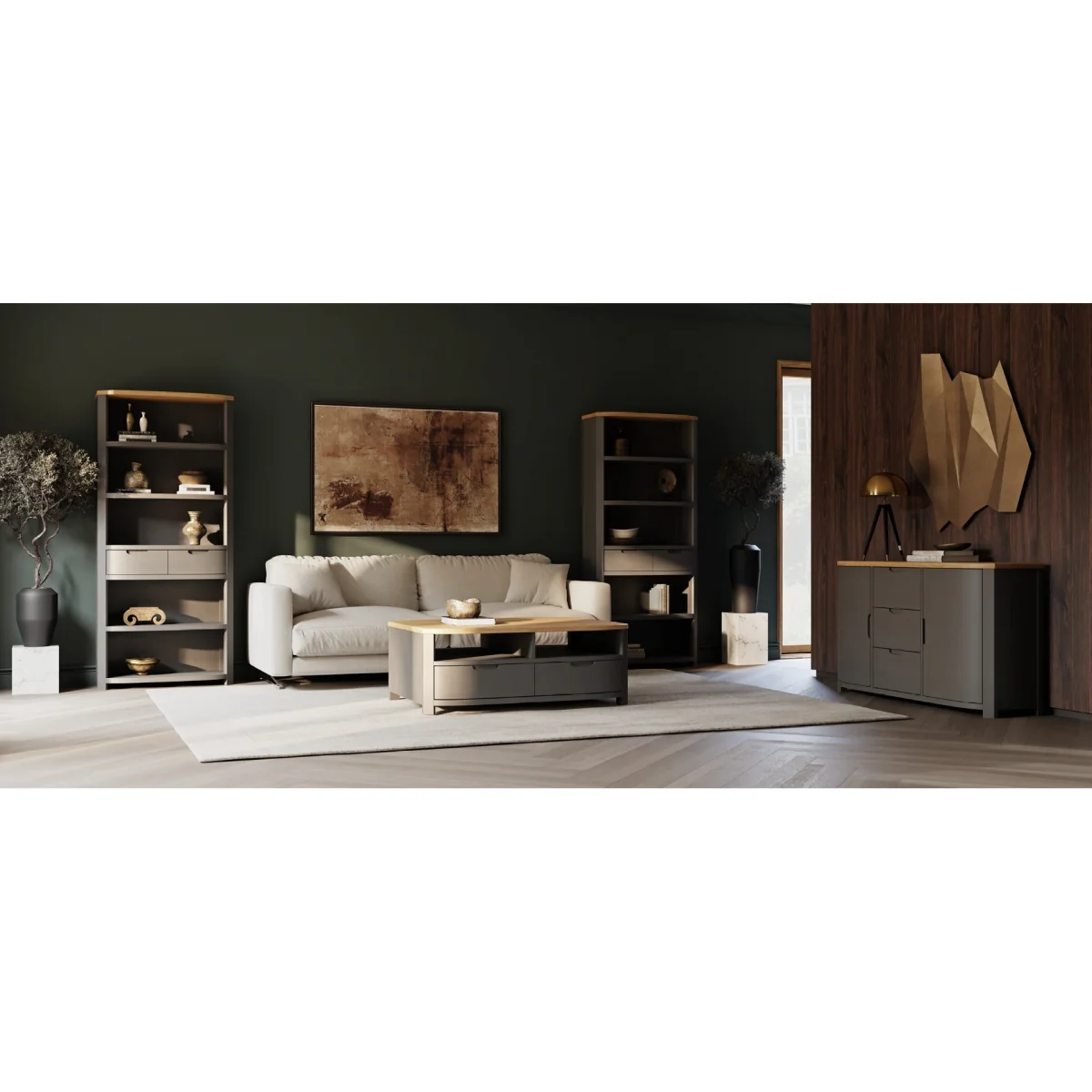Bradwell Oak and Charcoal Painted Large TV Unit – image 12