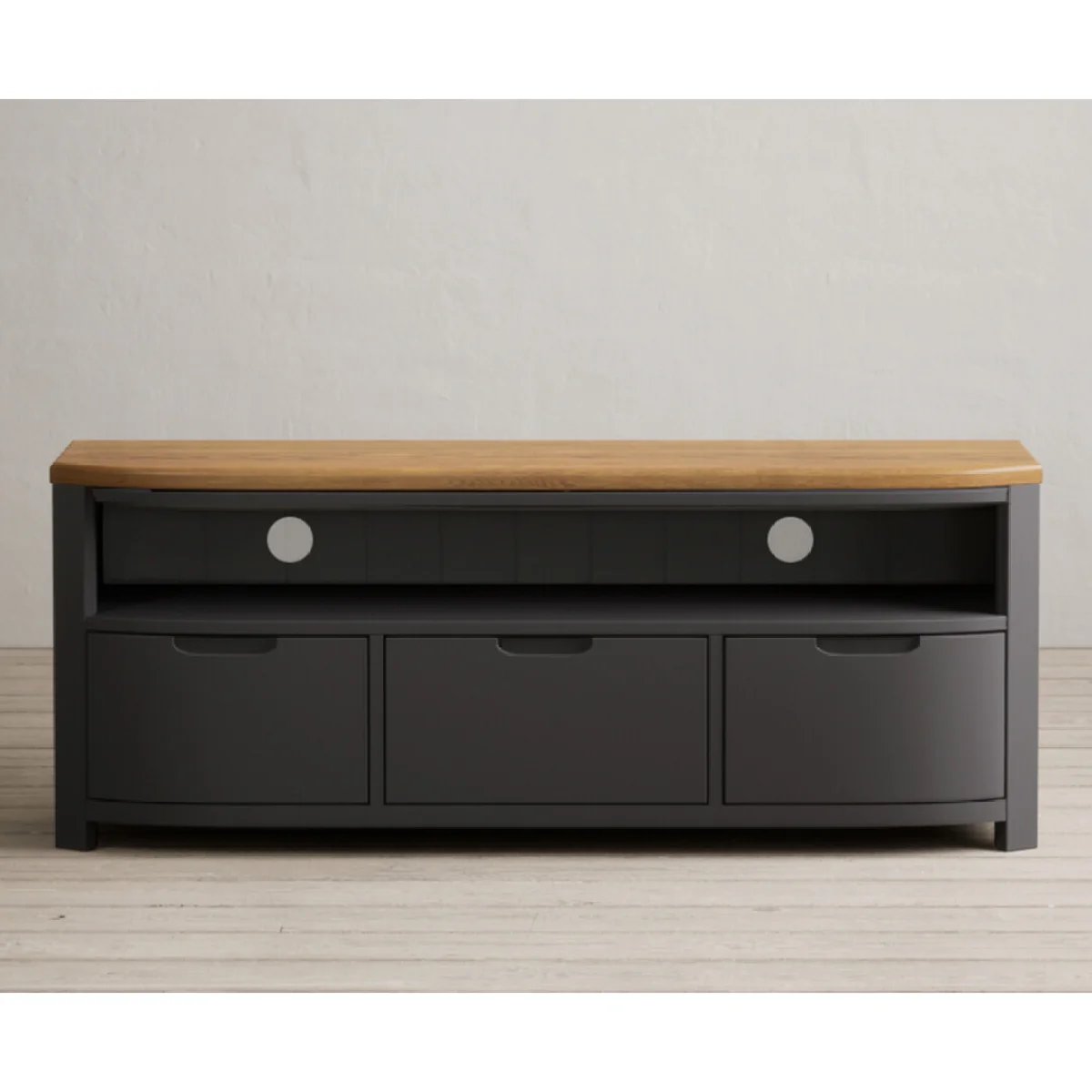 Bradwell Oak and Charcoal Painted Large TV Unit – image 5