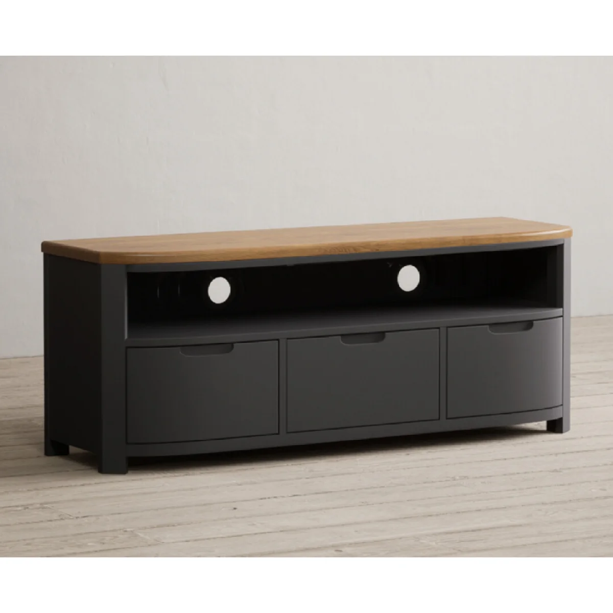 Bradwell Oak and Charcoal Painted Large TV Unit – image 6