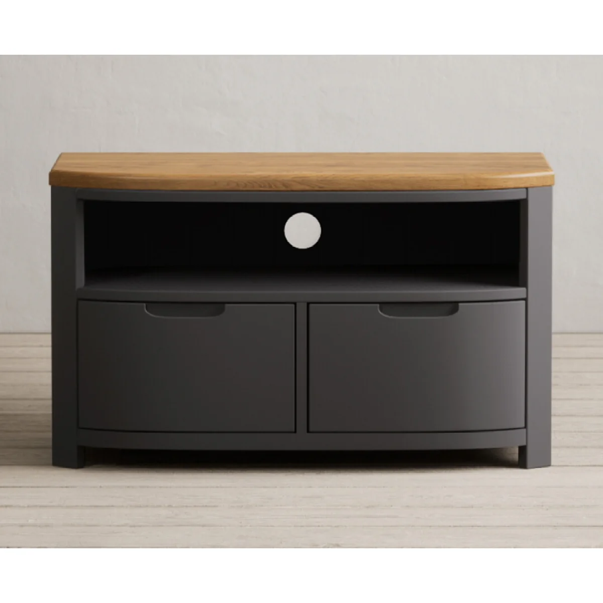 Bradwell Oak and Charcoal Painted Small TV Unit – image 5