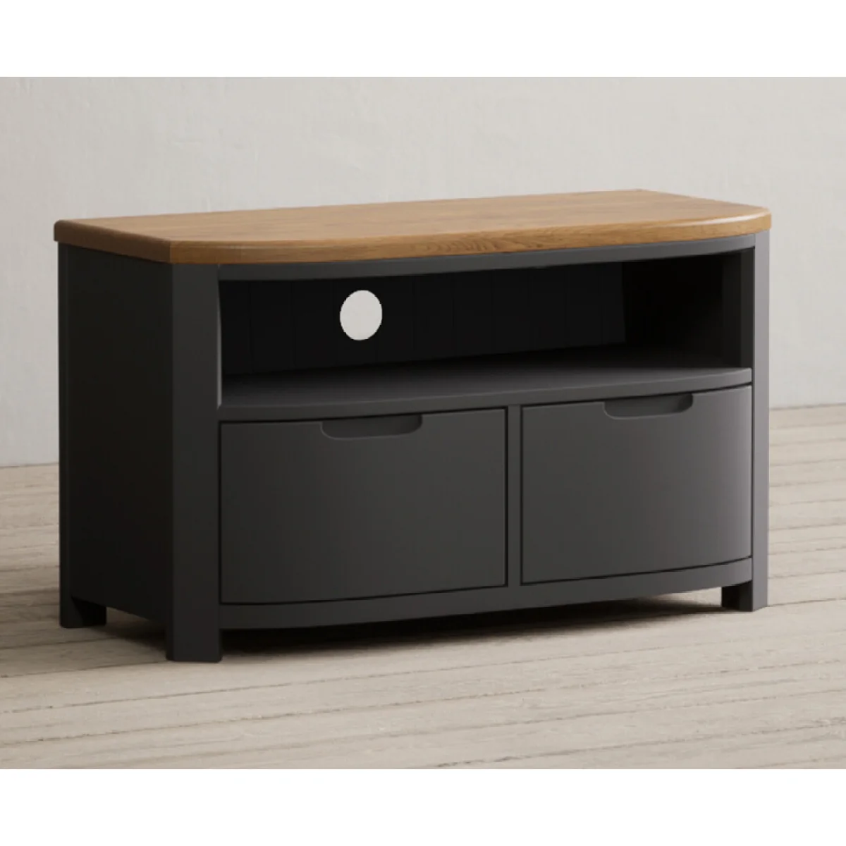 Bradwell Oak and Charcoal Painted Small TV Unit – image 6