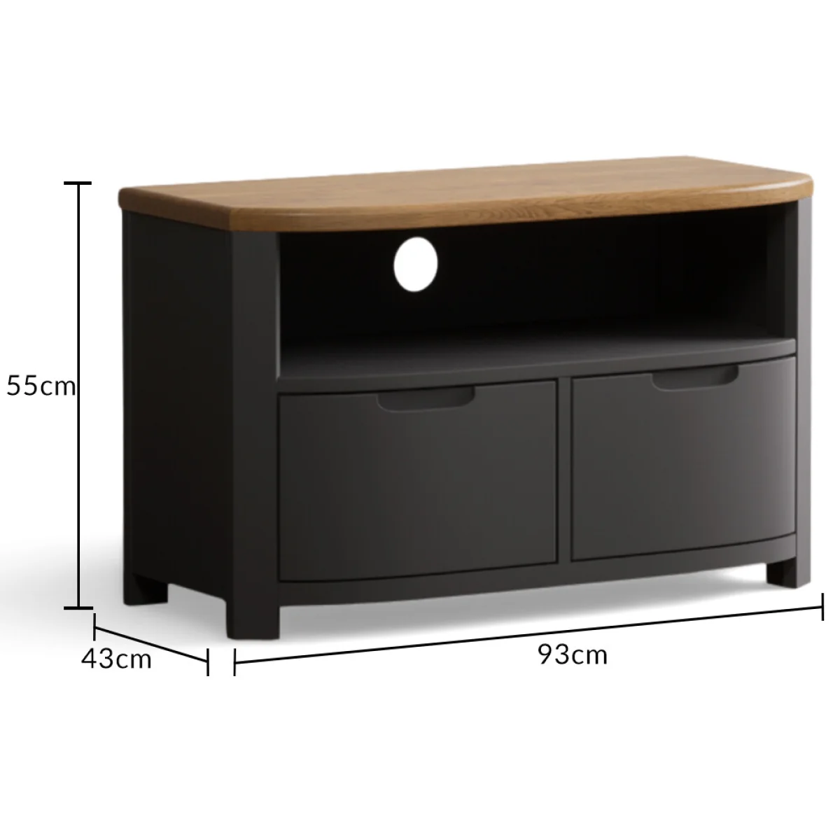 Bradwell Oak and Charcoal Painted Small TV Unit – image 8