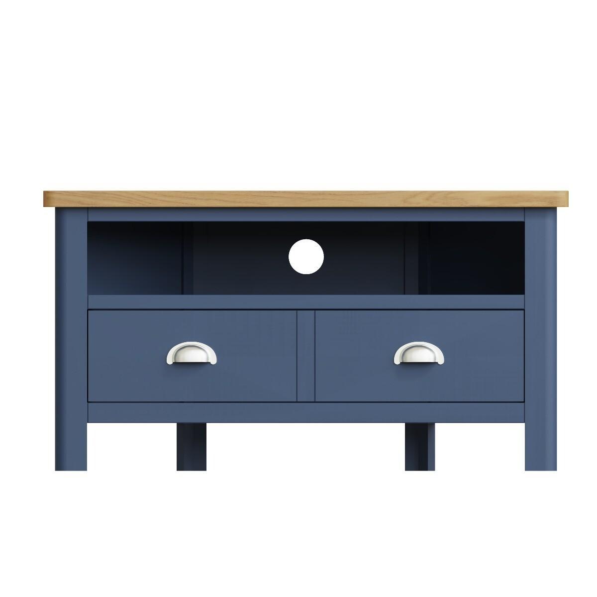 Cole Oak and Blue Corner TV Unit – image 2