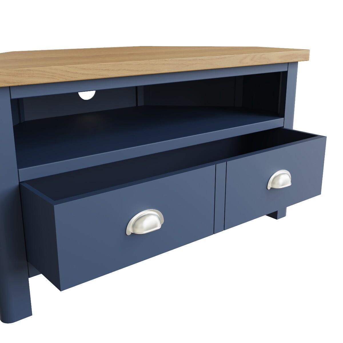 Cole Oak and Blue Corner TV Unit – image 7