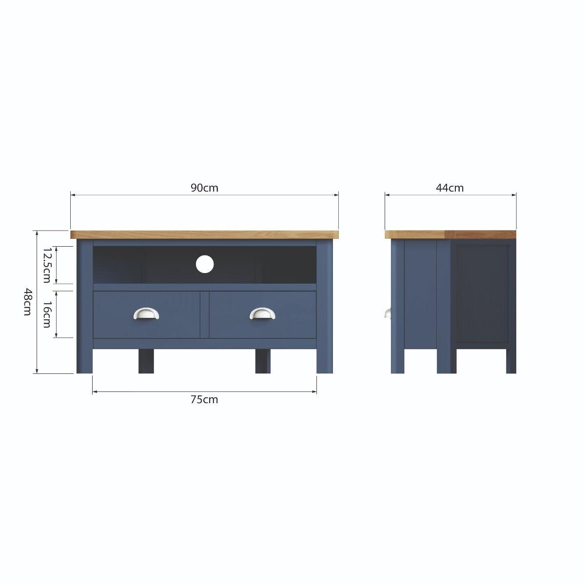 Cole Oak and Blue Corner TV Unit – image 9