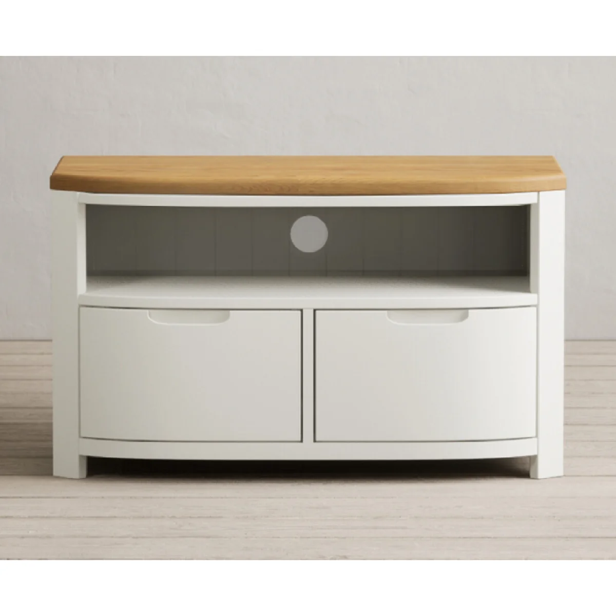 Bradwell Oak and Signal White Painted Small TV Unit – image 4