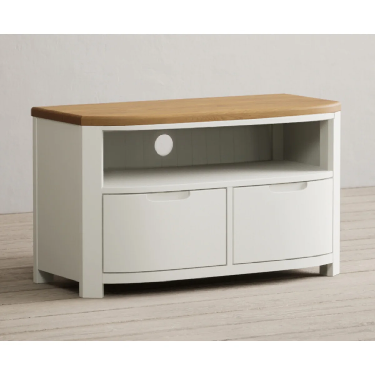 Bradwell Oak and Signal White Painted Small TV Unit – image 5