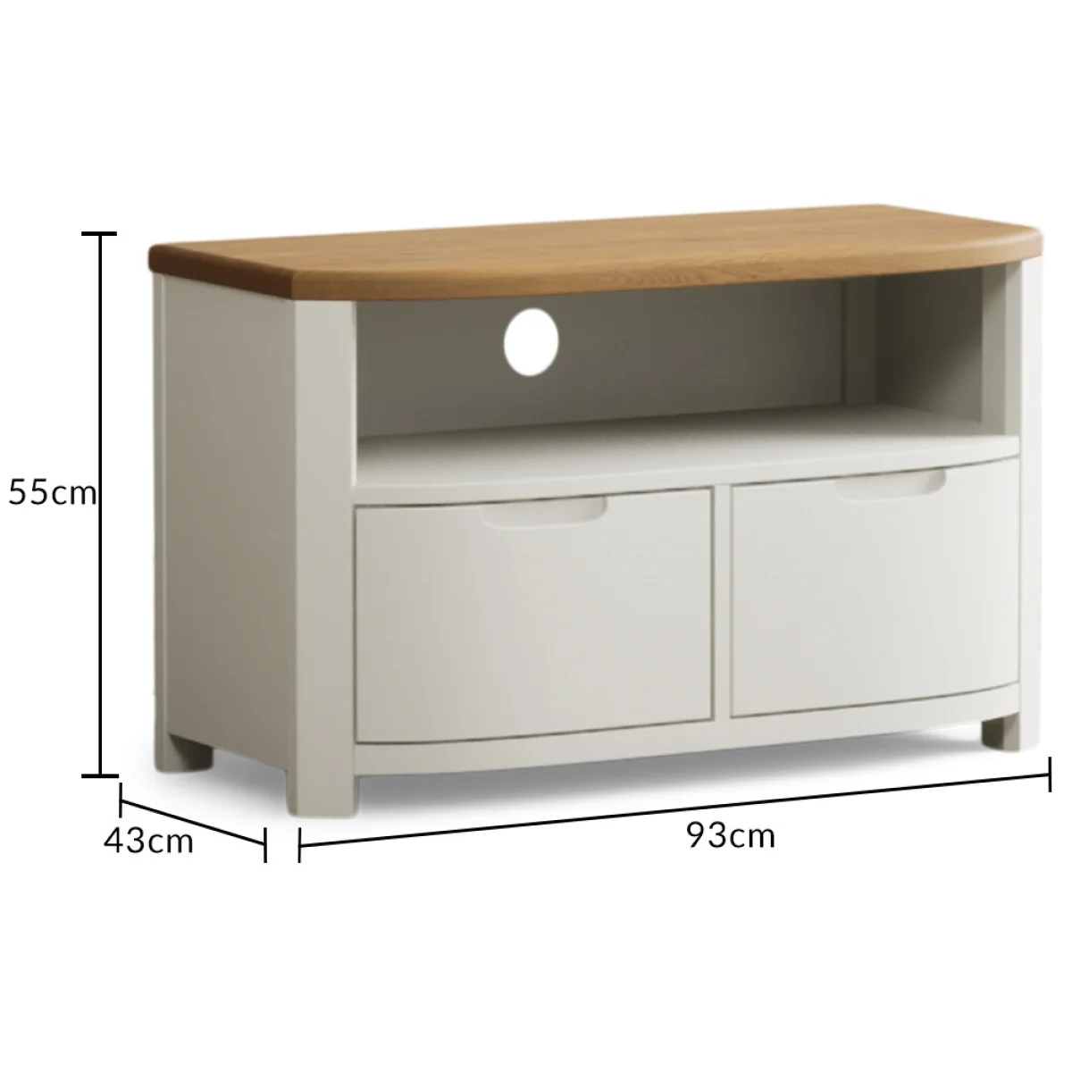 Bradwell Oak and Signal White Painted Small TV Unit – image 8