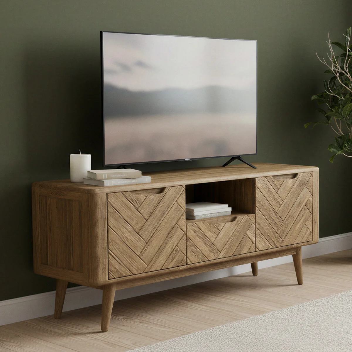 Parven Solid Oak Large TV Cabinet – image 2