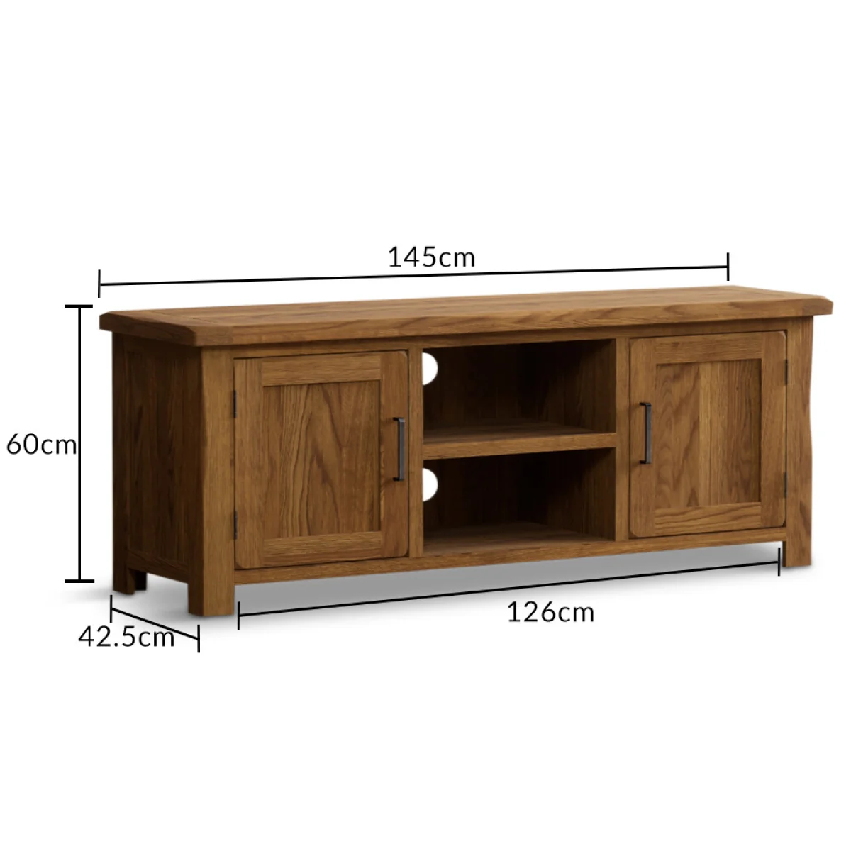 Harrogate Rustic Solid Oak Widescreen TV Cabinet – image 7