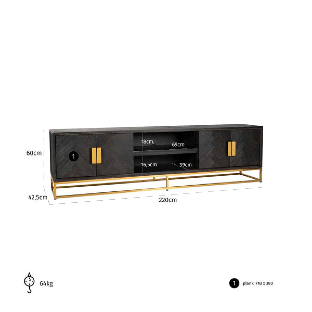 Richmond Blackbone 4 Doors Gold TV Unit - Large – image 4