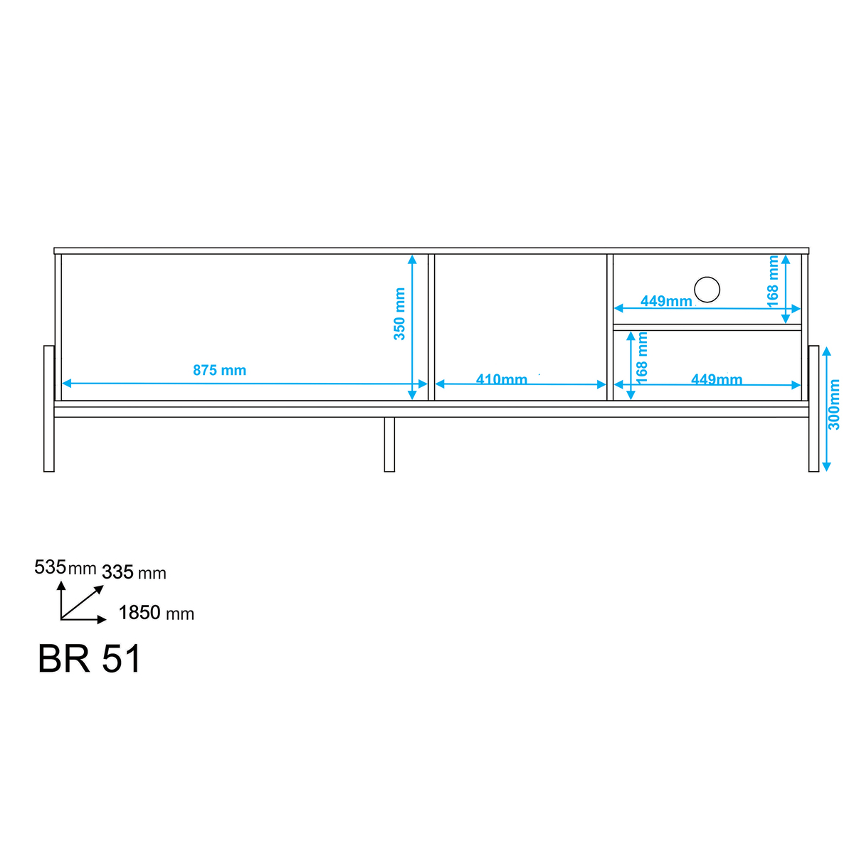 Phoenix Black TV Unit - 185cm – image 4