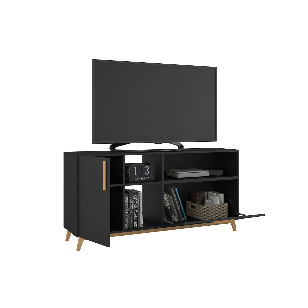 Dakota Black Open TV Unit - 135cm – image 3