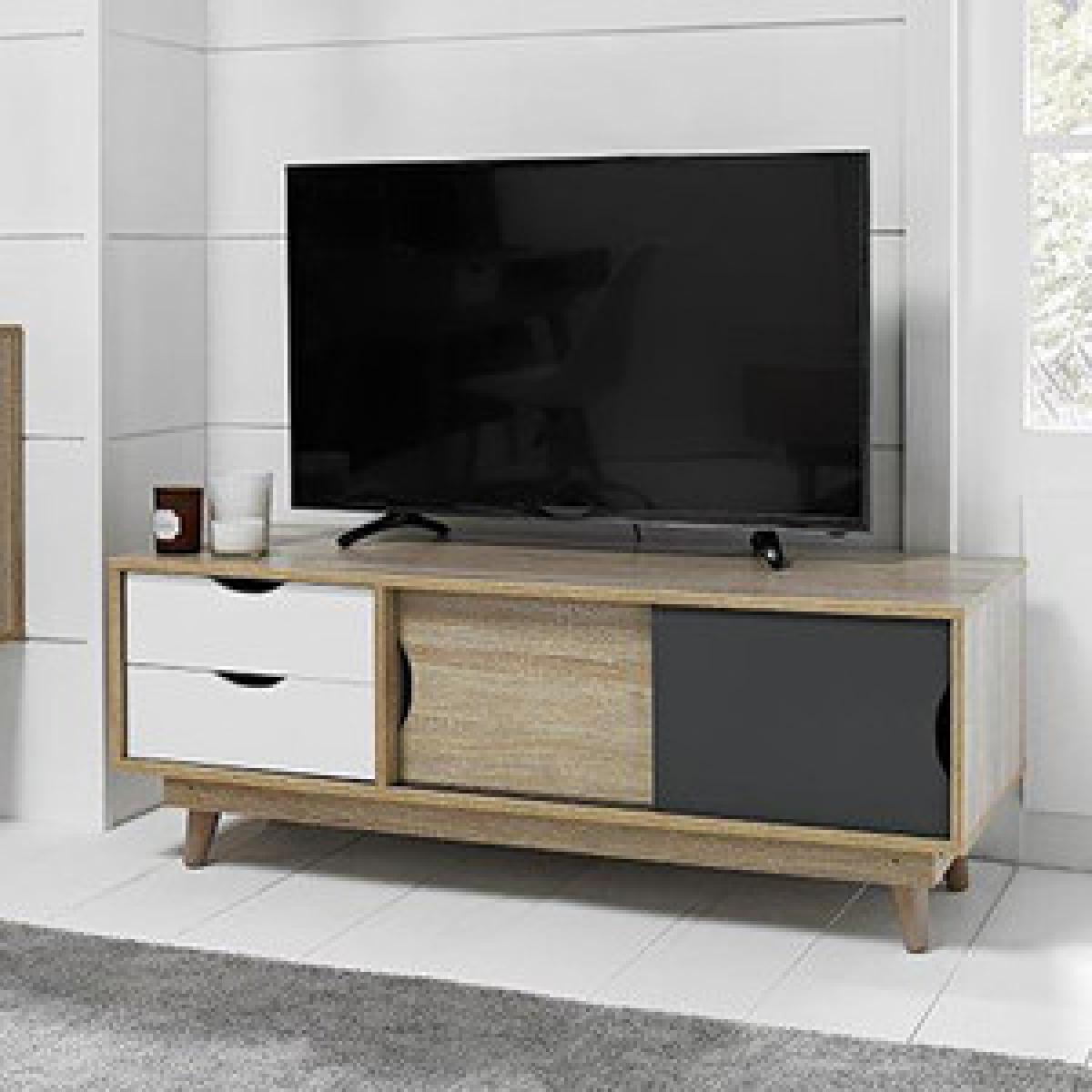 Scandi 2 Drawer TV Media Unit - White – image 4