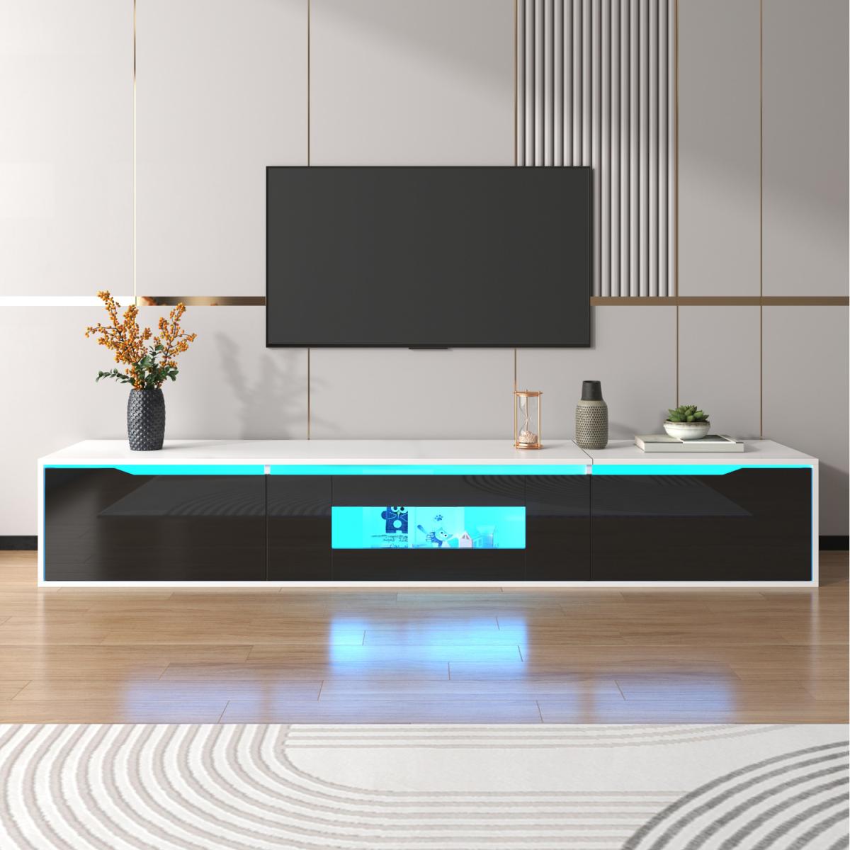 High Gloss TV Cabinet with Color Changing LED Lights - BLACK