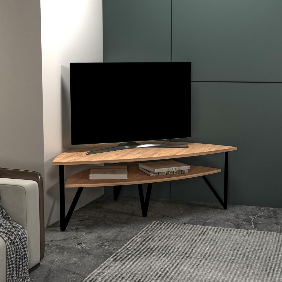 Galen Corner TV Stand Entertainment Center - Atlantic Pine – image 4