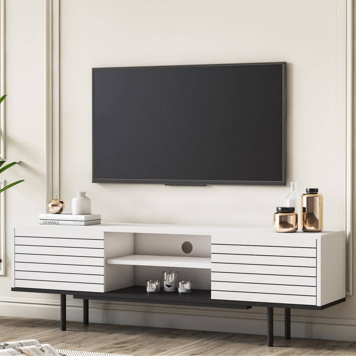 Colena Modern TV Stand and Media Center - White & Black – image 2