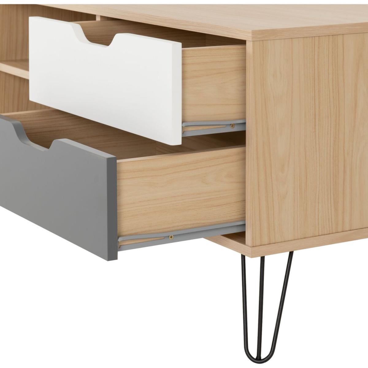 Bergen One Door Two Drawer TV Unit - Oak effect white grey – image 5