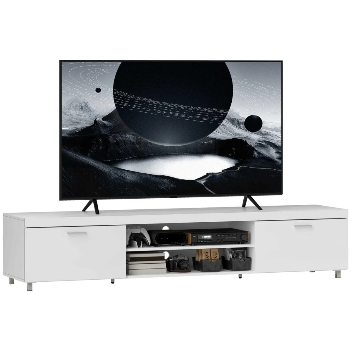 Lata 200cm Wooden White Entertainment Unit - Fits TVs Up to 90 Inches – image 3