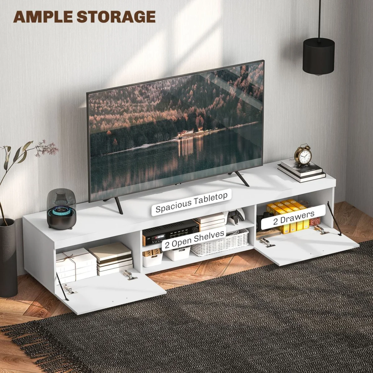 Lata 200cm Wooden White Entertainment Unit - Fits TVs Up to 90 Inches – image 6