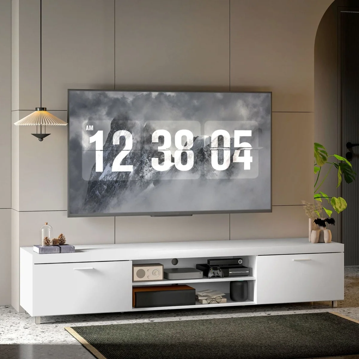 Lata 200cm Wooden White Entertainment Unit - Fits TVs Up to 90 Inches – image 9