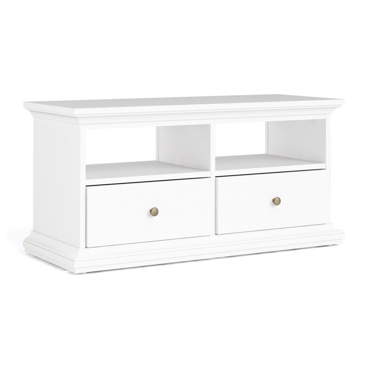 Paris 2-Shelf 2-Drawer TV Unit - White – image 2