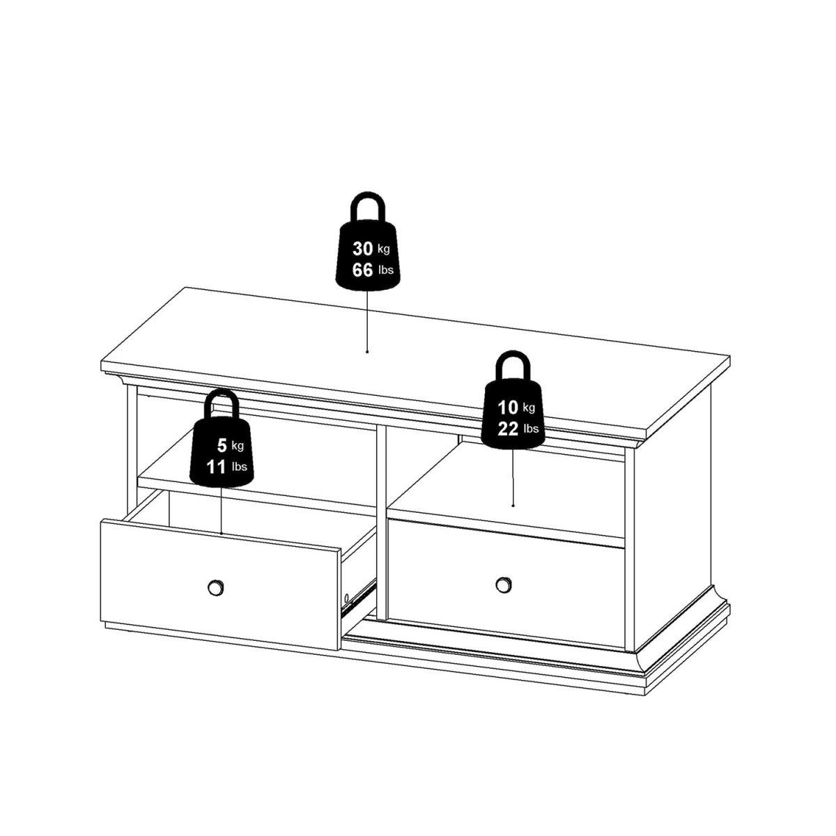 Paris 2-Shelf 2-Drawer TV Unit - White – image 13